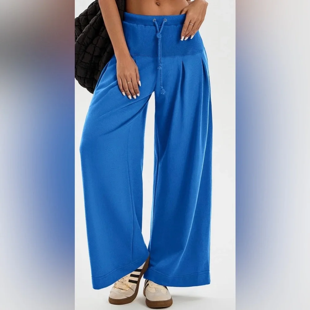 High Waisted Drawstring Palazzo Pants - Picture 2 of 6